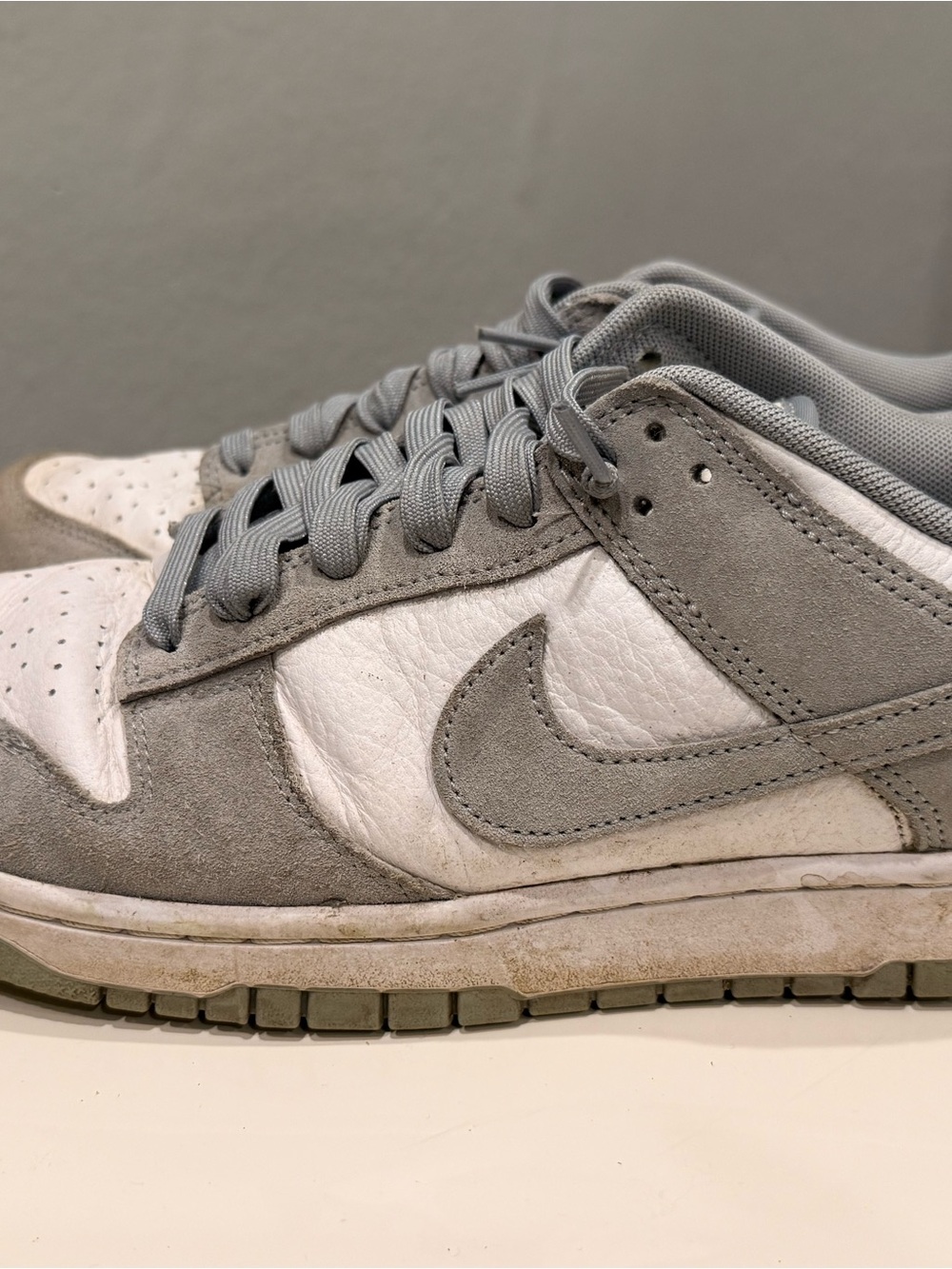 Nike Dunk Low Men’s 12 Gray White Leather Suede Sneakers Casual Streetwear Shoes - Picture 5 of 5